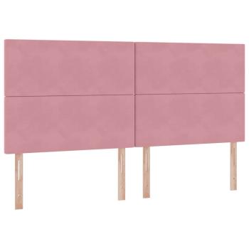 Bett mit Stauraum und LED mit Matratze Rosa 200 x 200 cm Samt