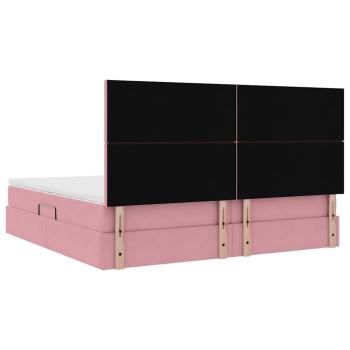 Bett mit Stauraum und LED mit Matratze Rosa 200 x 200 cm Samt