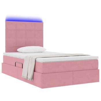 Bett mit Stauraum und LED mit Matratze Rosa 120 x 200 cm Samt