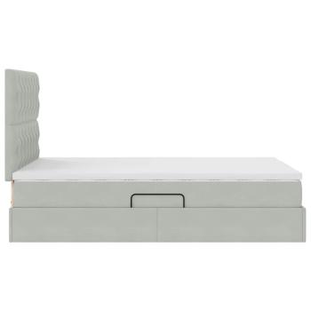 Bett mit Stauraum und LED mit LED Hellgrau 120 x 190 cm Samt