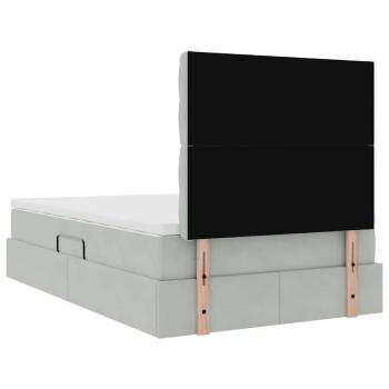 Bett mit Stauraum und LED mit LED Hellgrau 120 x 190 cm Samt