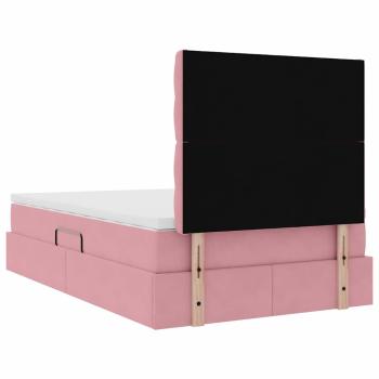 Bett mit Stauraum und LED mit Matratze Rosa 120 x 200 cm Samt