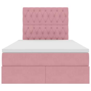 Bett mit Stauraum und LED mit Matratze Rosa 120 x 200 cm Samt