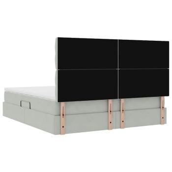 Bett mit Stauraum und LED mit LED Hellgrau 160 x 200 cm Samt