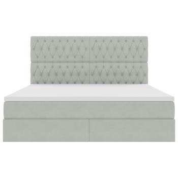 Bett mit Stauraum und LED mit LED Hellgrau 160 x 200 cm Samt