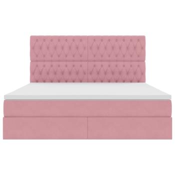 Bett mit Stauraum und LED mit Matratze Rosa 180 x 200 cm Samt