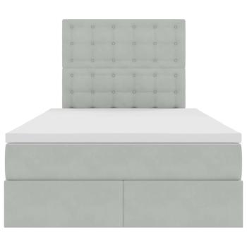 Bett mit Stauraum und LED mit LED Hellgrau 120 x 190 cm Samt