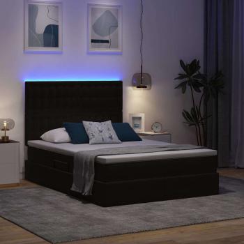 Bett mit Stauraum und LED mit LED Schwarz 140 x 190 cm Samt