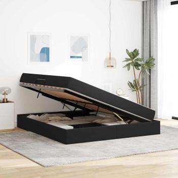 Aufbewahrungsbett mit Matratze Schwarz 160 x 200 cm Samt