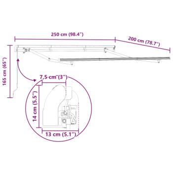 Einziehbare Markise Anthrazit 250 x 200 cm Stoff