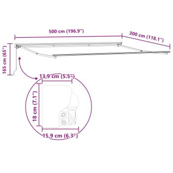Einziehbare Markise Anthrazit und Weiß 500 x 300 cm