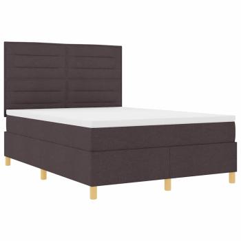 LED Boxspringbett mit Matratze Dunkelbraun 140 x 190 cm Stoff