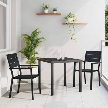 ARDEBO.de - Garten Essgruppe 3 pcs Schwarz Pulverbeschichteter Stahl