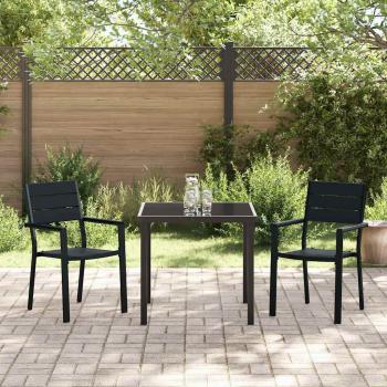 Garten Essgruppe 3 pcs Schwarz Pulverbeschichteter Stahl