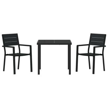 Garten Essgruppe 3 pcs Schwarz Pulverbeschichteter Stahl