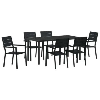 Garten Essgruppe 7 pcs Schwarz Pulverbeschichteter Stahl
