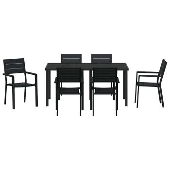 Garten Essgruppe 7 pcs Schwarz Pulverbeschichteter Stahl