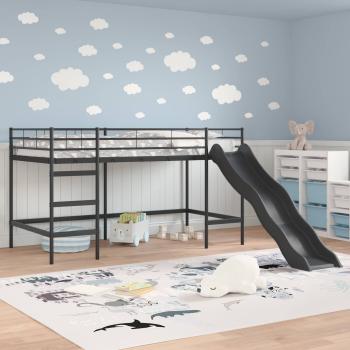 Kinder-Loftbett mit Rutsche Schwarz und Anthrazit 107 x 200 cm