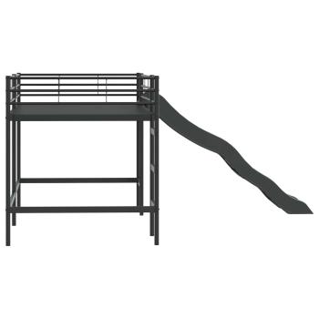 Kinder-Loftbett mit Rutsche Schwarz und Anthrazit 107 x 200 cm