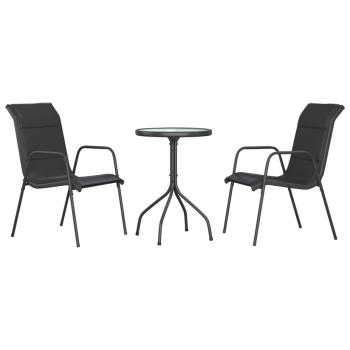 ARDEBO.de - 3-tlg. Garten-Essgruppe Schwarz Stahl