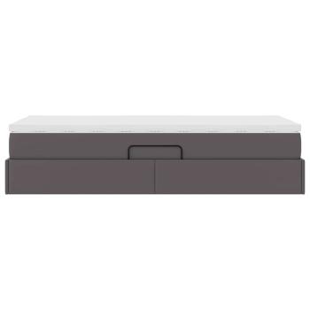 Aufbewahrungsbett mit Matratze Grau 100 x 200 cm Kunstleder