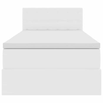 Aufbewahrungsbett mit Matratze Reinweiß 100 x 200 cm Kunstleder