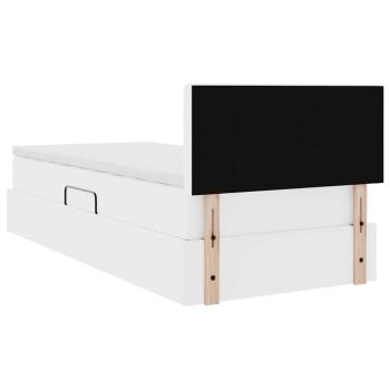 Aufbewahrungsbett mit Matratze Reinweiß 100 x 200 cm Kunstleder