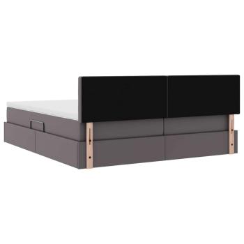 Aufbewahrungsbett mit Matratze Grau 200 x 200 cm Kunstleder