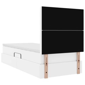 Aufbewahrungsbett mit Matratze Reinweiß 100 x 200 cm Kunstleder