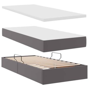 Aufbewahrungsbett mit Kopfteil Grau 100 x 200 cm Kunstleder