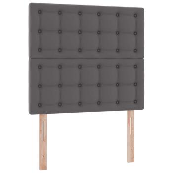 Aufbewahrungsbett mit Kopfteil Grau 100 x 200 cm Kunstleder