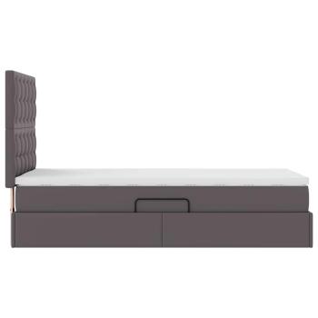 Aufbewahrungsbett mit Kopfteil Grau 100 x 200 cm Kunstleder