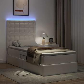 Bett mit Stauraum und LED Reinweiß 100 x 200 cm Kunstleder