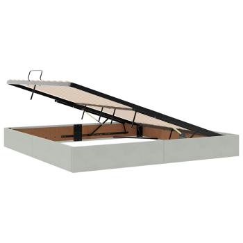Bett mit Stauraum und LED mit LED Hellgrau 200 x 200 cm Samt