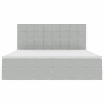 Bett mit Stauraum und LED mit LED Hellgrau 200 x 200 cm Samt