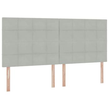Bett mit Stauraum und LED mit LED Hellgrau 200 x 200 cm Samt