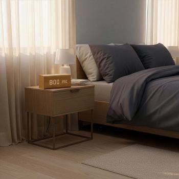 Digital-Wecker-Radio | LED | USB-C? Female | FM | Snooze-Funktion | Sleep Timer | Anzahl Alarme: 2 | Braun