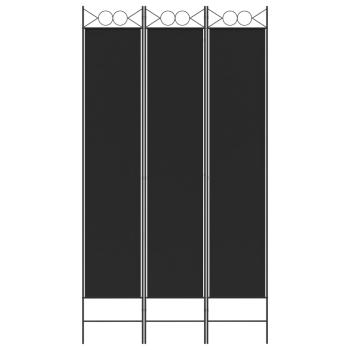 3-tlg. Paravent Schwarz 120x220 cm Stoff