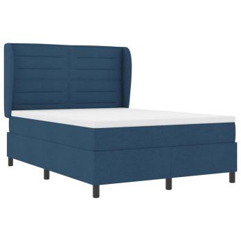 Boxspringbett mit Matratze mit Kopfteil Blau 160 x 200 cm Stoff