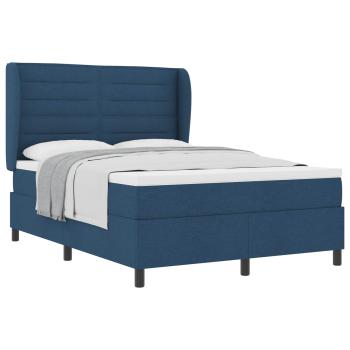 Boxspringbett mit Matratze mit Kopfteil Blau 160 x 200 cm Stoff