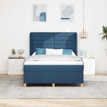 Boxspringbett mit Matratze Dunkelgrau 90x190 cm Blau Stoff