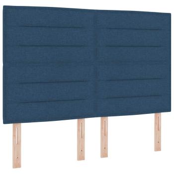 Boxspringbett mit Matratze Dunkelgrau 90x190 cm Blau Stoff