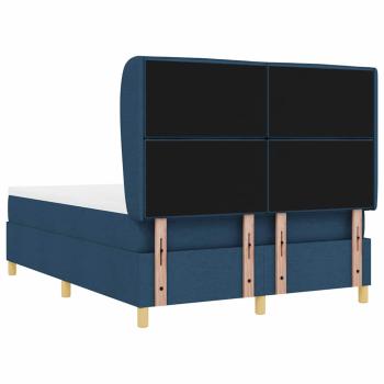 Boxspringbett mit Matratze Dunkelgrau 90x190 cm Blau Stoff