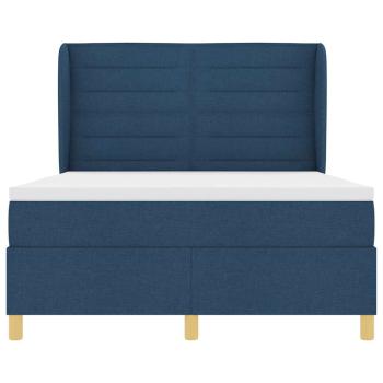 Boxspringbett mit Matratze Dunkelgrau 90x190 cm Blau Stoff