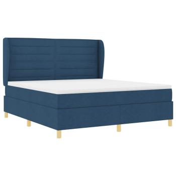 Boxspringbett mit Matratze Dunkelgrau 90x190 cm Blau Stoff