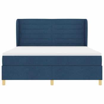 Boxspringbett mit Matratze Dunkelgrau 90x190 cm Blau Stoff