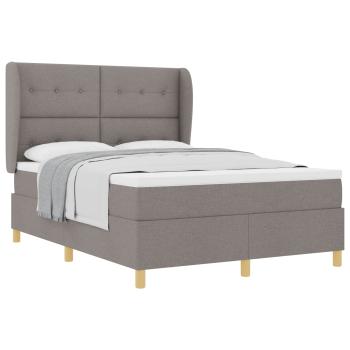 ARDEBO.de - Boxspringbett mit Matratze Dunkelgrau 90x190 cm Taupe Stoff