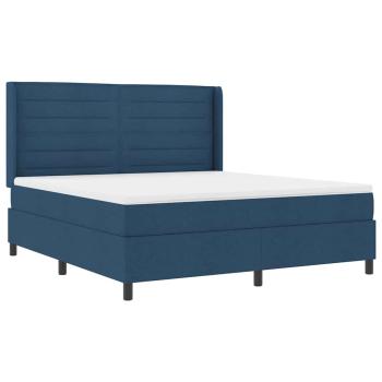 Boxspringbett mit Kissen mit Kopfteil Blau 200 x 180 cm Stoff