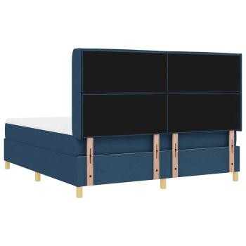 Boxspringbett mit Matratze mit Kopfteil Blau 180 x 200 cm Stoff