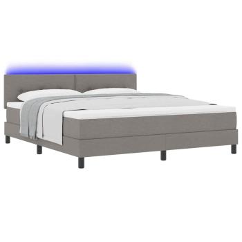 Boxspringbett mit Matratze mit LED Taupe 180 x 200 cm Stoff